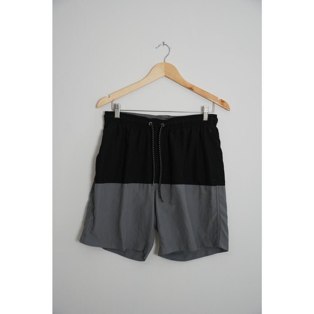 Swim Trunks Men Medium Black Grey Colorblock Board Shorts